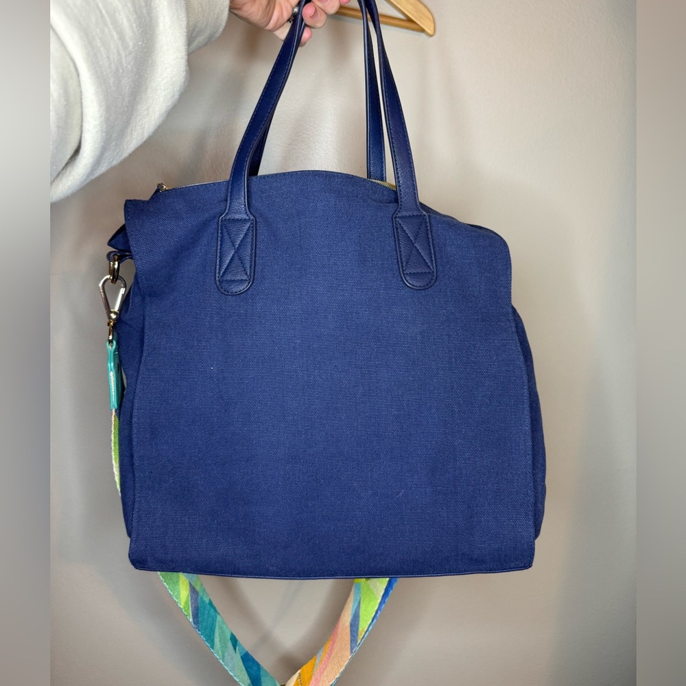 Erin Condren Navy Canvas Tote Bag w/ 2 Interchangeable Straps Crossbody